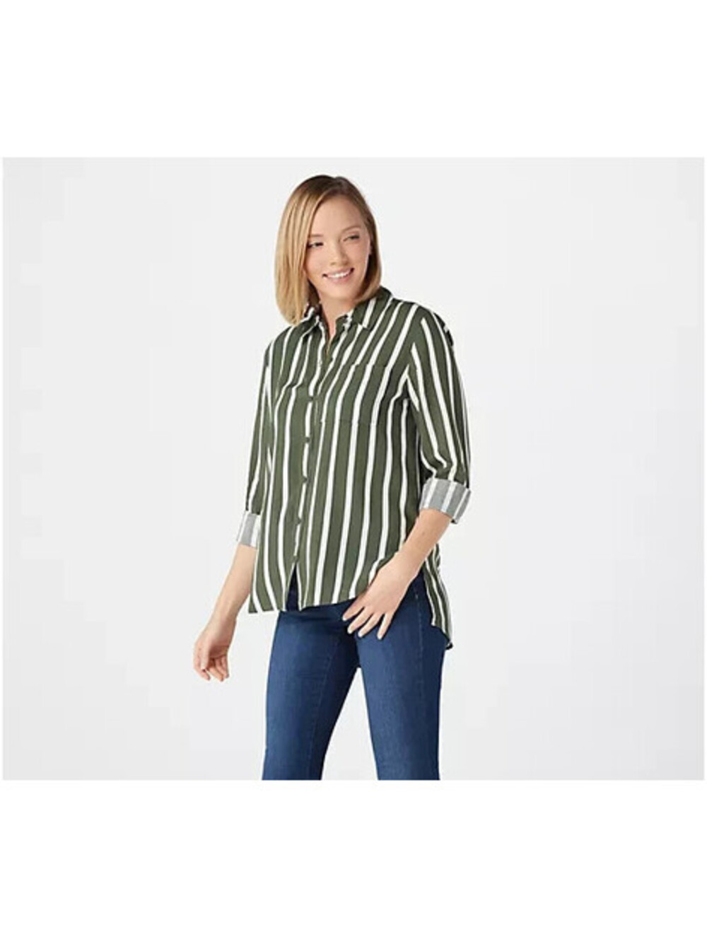 Rachel Hollis Ltd. Striped Button Front Shirt Size 4